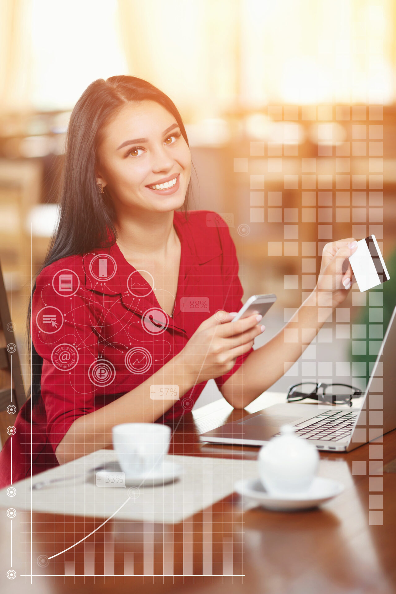 Business woman shopping online